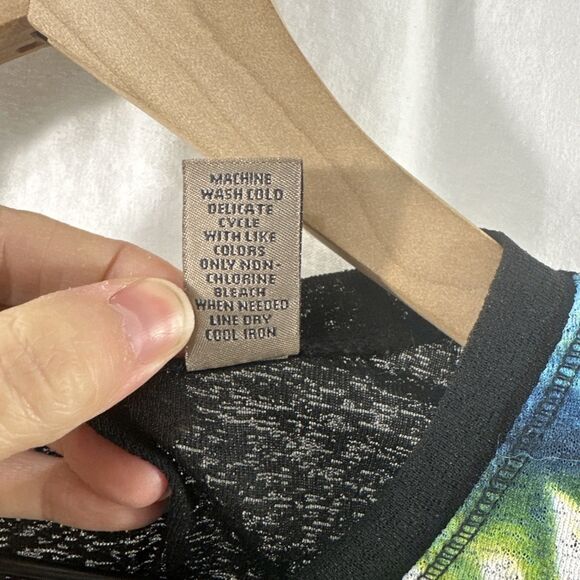 I.E. Relaxed Petites Y2K Paisley Boho Semi-Sheer Stretch Top Womens Size PM - Picture 7 of 7